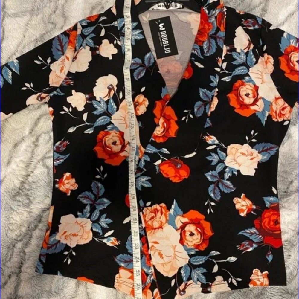 DOUBL JU Open Front Blazer with Roses Jacket - Size XL - NWT - Picture 7 of 11